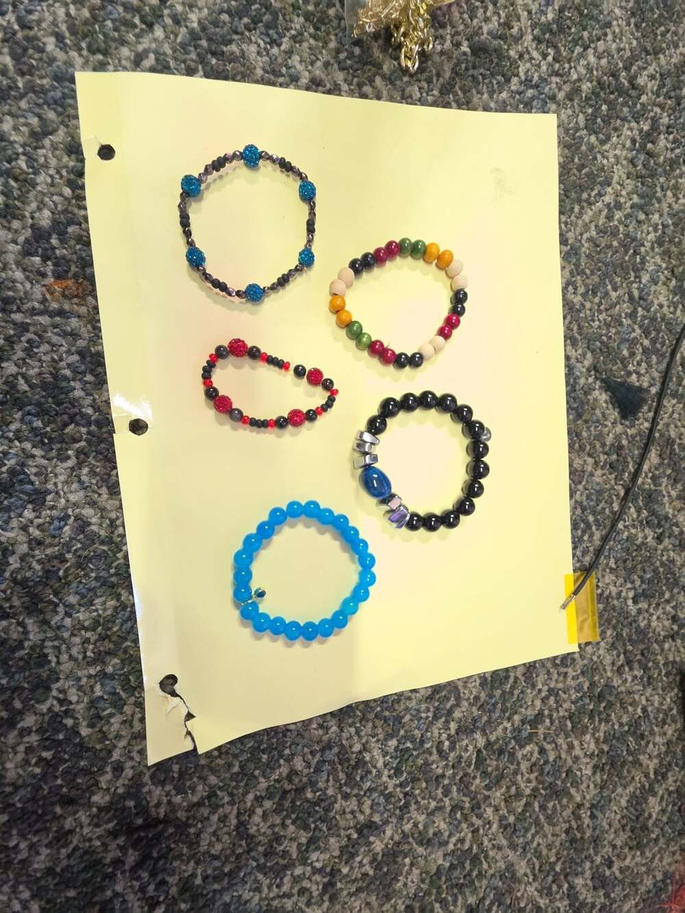 Beaded Bracelet Set 5 Piece Multicolor Stone Glass